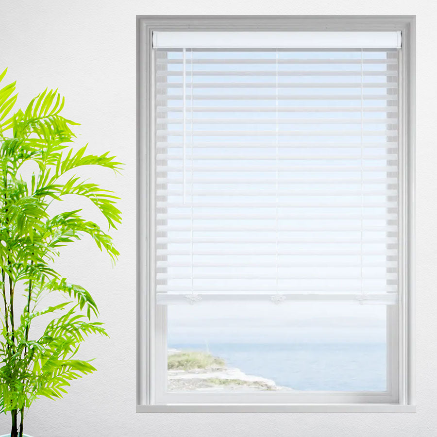 2" Neutral Cordless Faux Wood Blinds